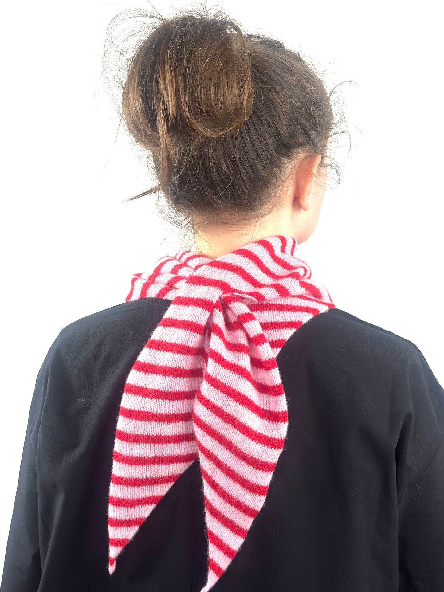 Pink & Red Single-Layered Skinny Striped Pull-Through Kerchief