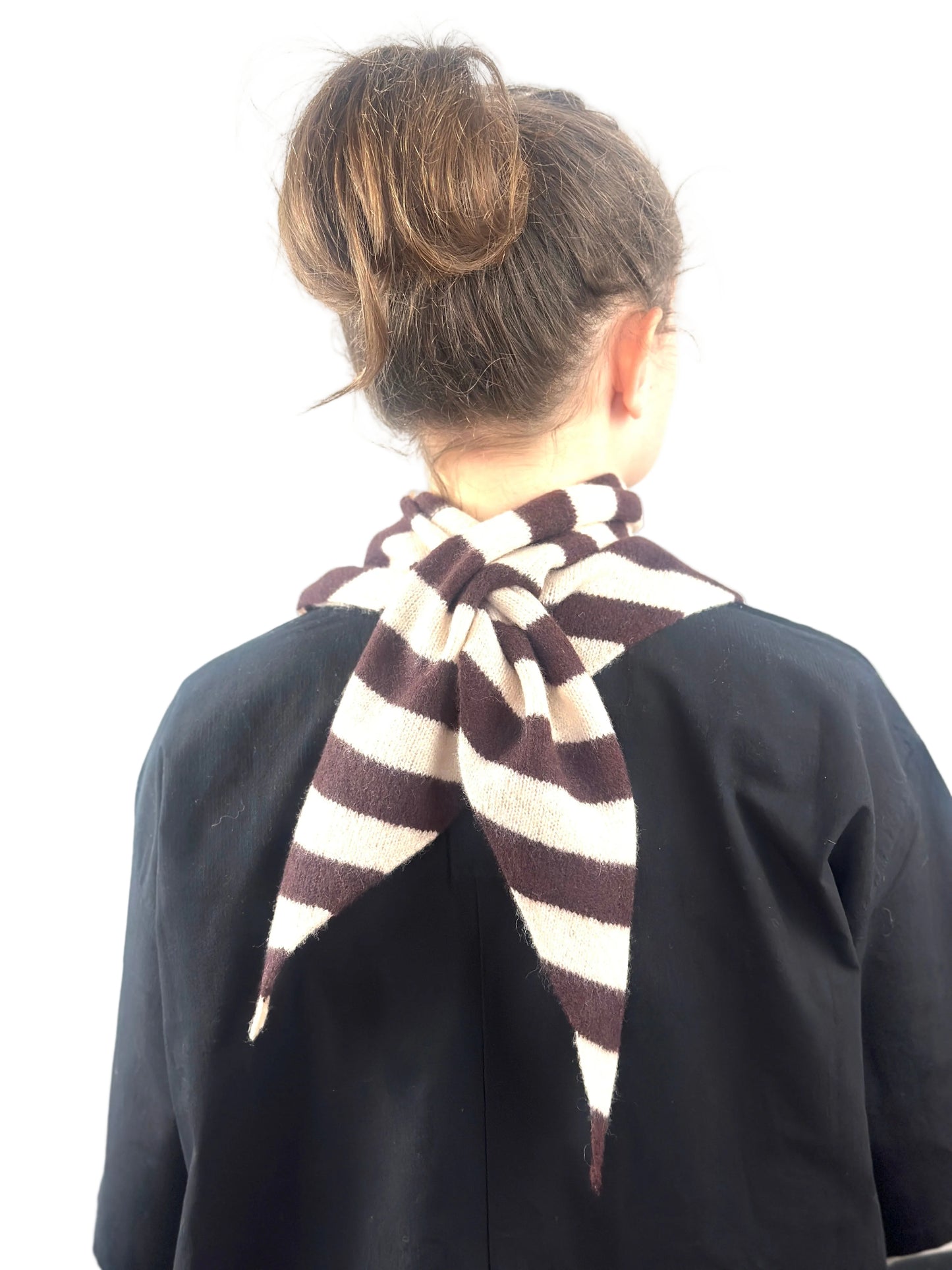 Brown & Oatmeal Single-Layered Wide Striped Pull-Through Kerchief