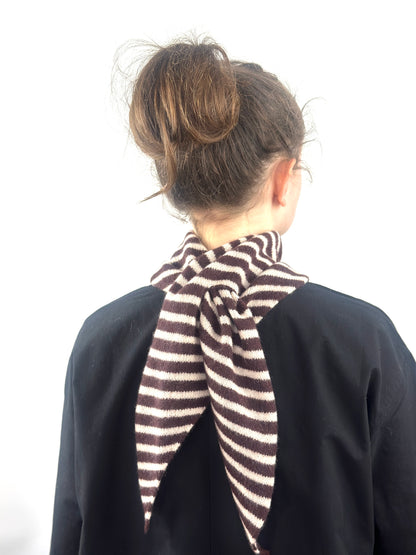 Brown & Oatmeal Single-Layered Skinny Striped Pull-Through Kerchief