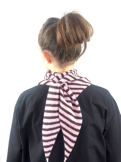 Pink & Brown Single-Layered Skinny Striped Pull-Through Kerchief