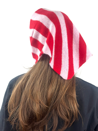 Pink & Red Single-Layered Wide Striped Pull-Through Kerchief