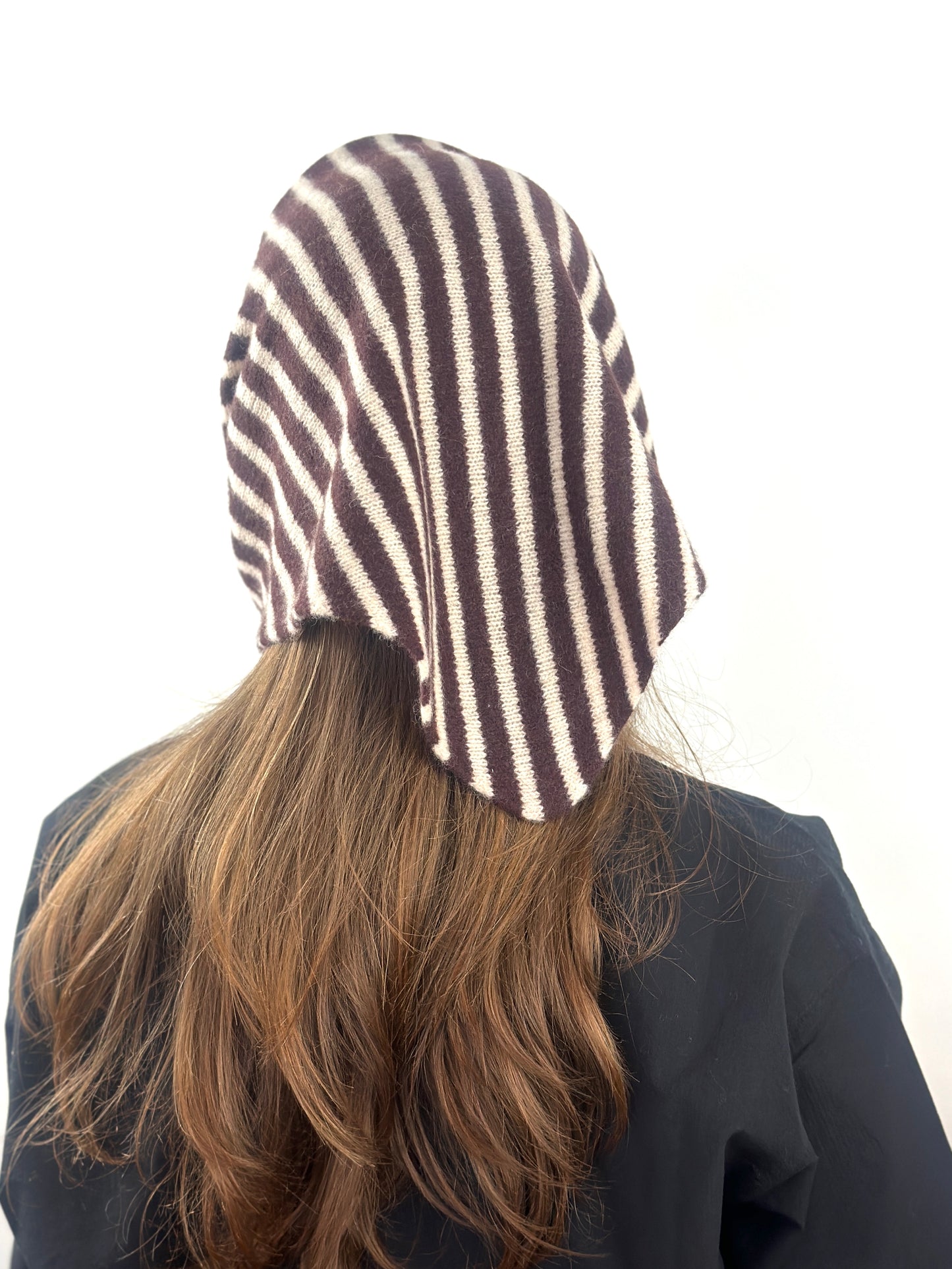 Brown & Oatmeal Single-Layered Skinny Striped Pull-Through Kerchief