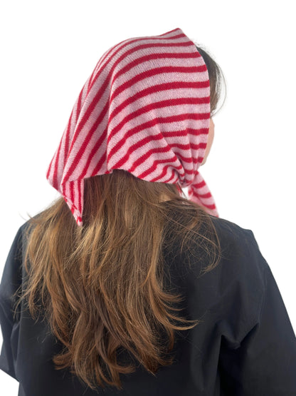 Pink & Red Single-Layered Skinny Striped Pull-Through Kerchief