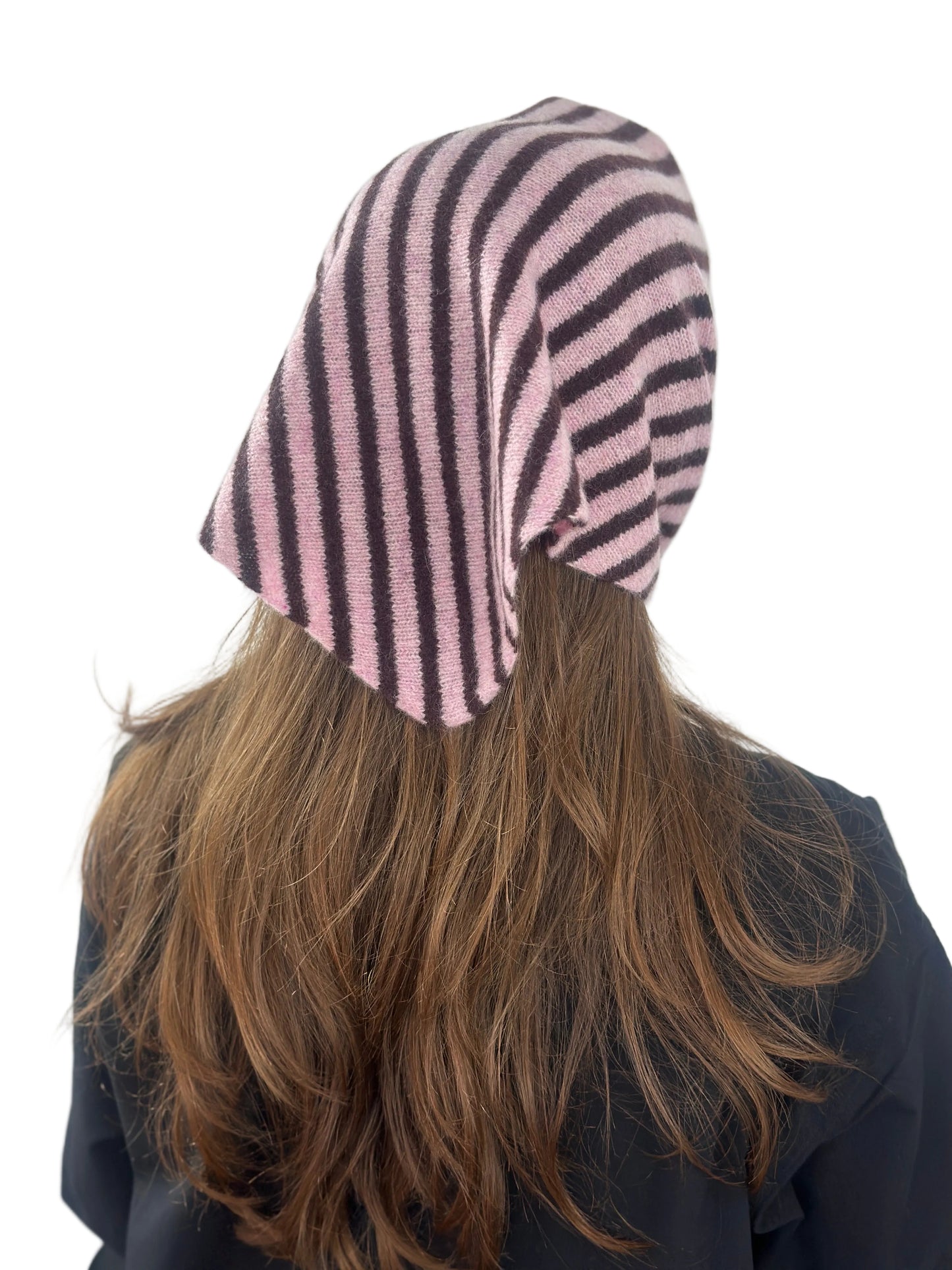 Pink & Brown Single-Layered Skinny Striped Pull-Through Kerchief