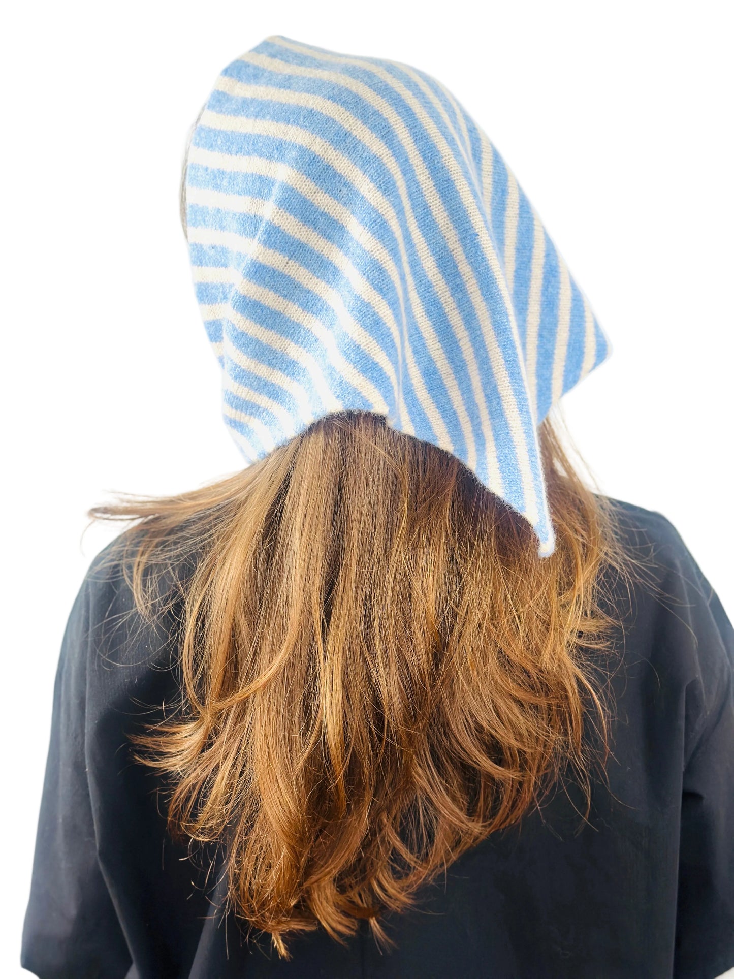 Pale Blue & Oatmeal Single-Layered Skinny Striped Pull-Through Kerchief