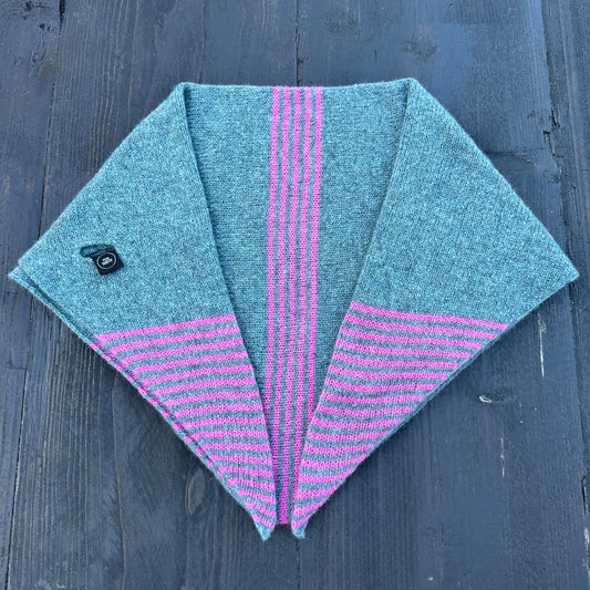 Blue and Pink Lambswool Stripe Middle and Tips Kerchief