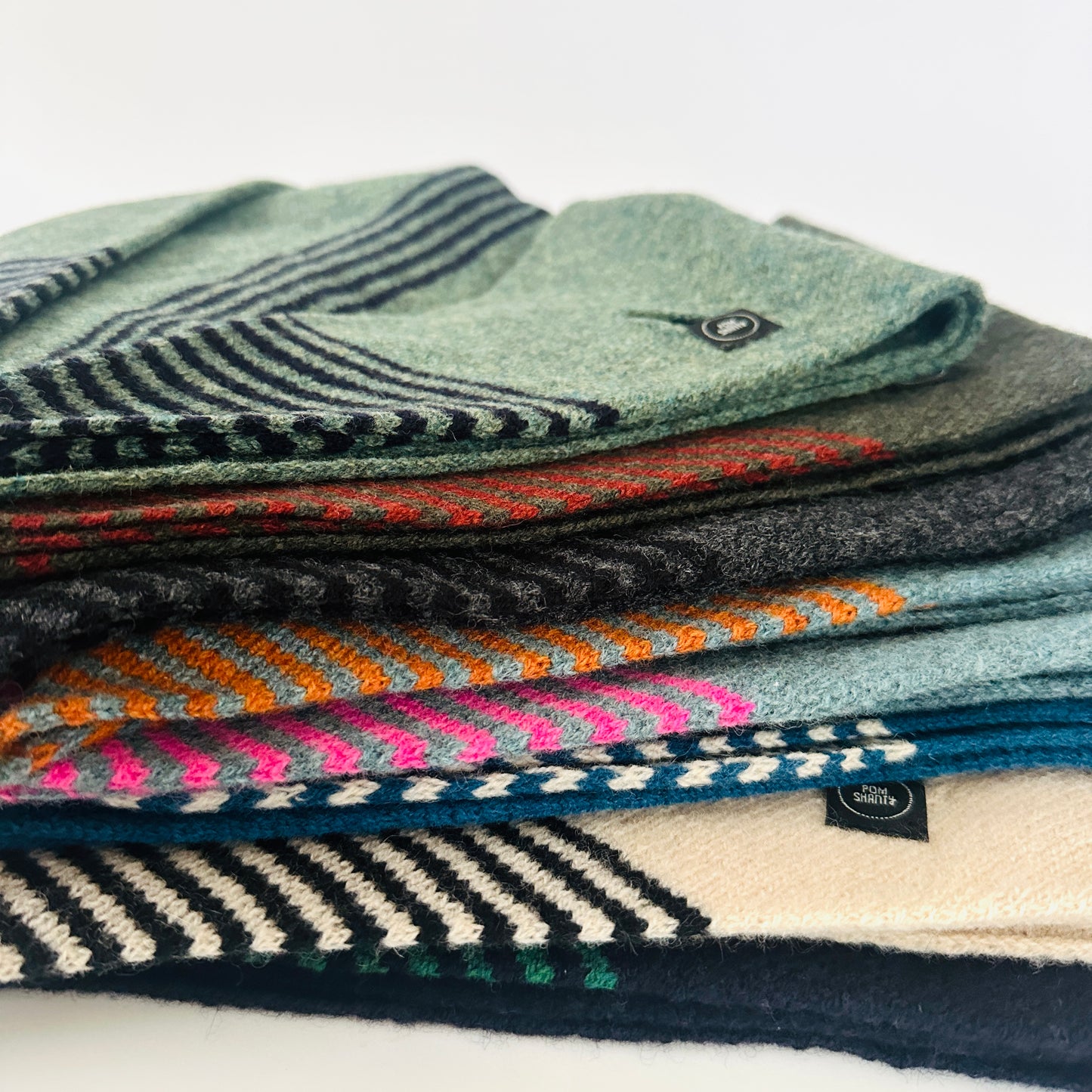 Black & Charcoal Grey Lambswool Striped Pull-Through Kerchief