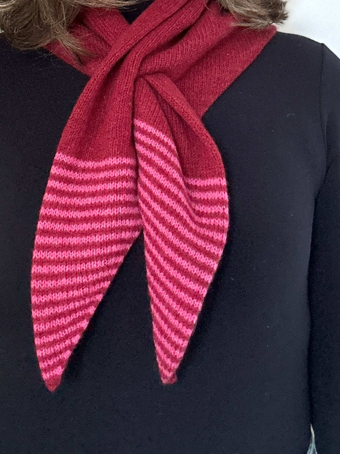 Cherry & Pink Lambswool Striped Pull-Through Kerchief