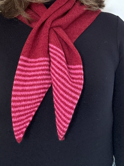 Cherry & Pink Lambswool Striped Pull-Through Kerchief