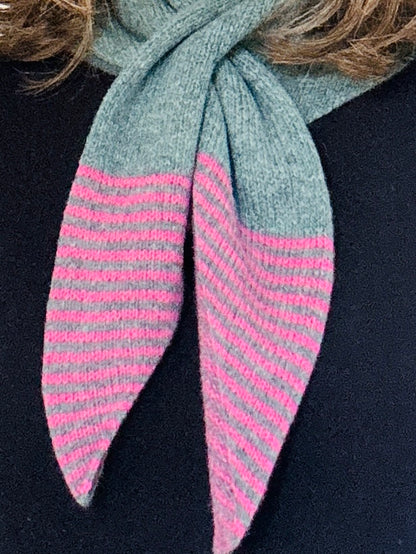 Caspian Blue & Pink Lambswool Striped Pull-Through Kerchief