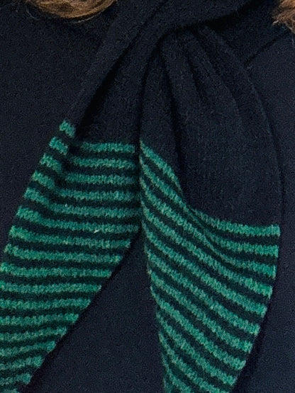 Navy Blue & Cossack Green Lambswool Pull-Through Kerchief