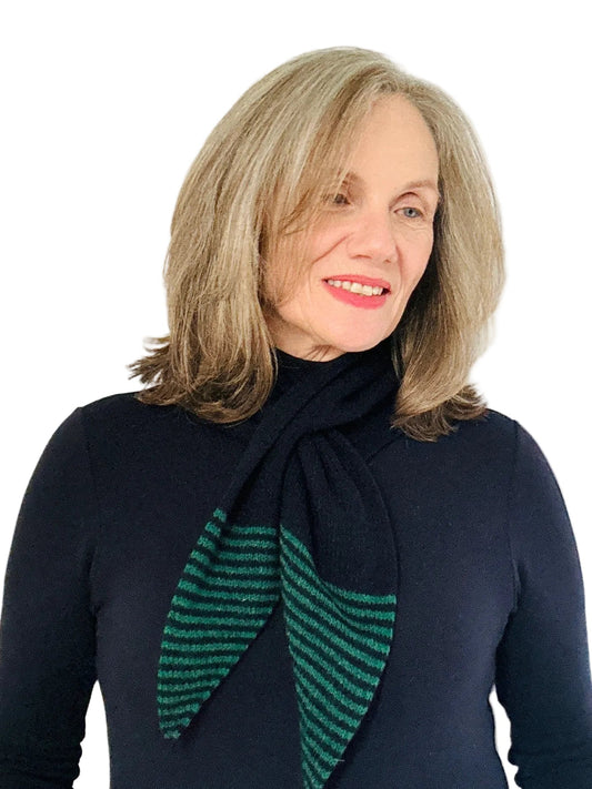 Navy Blue & Cossack Green Lambswool Pull-Through Kerchief