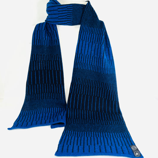 Dark Blue and Navy Blue Lambswool Reverb Scarf