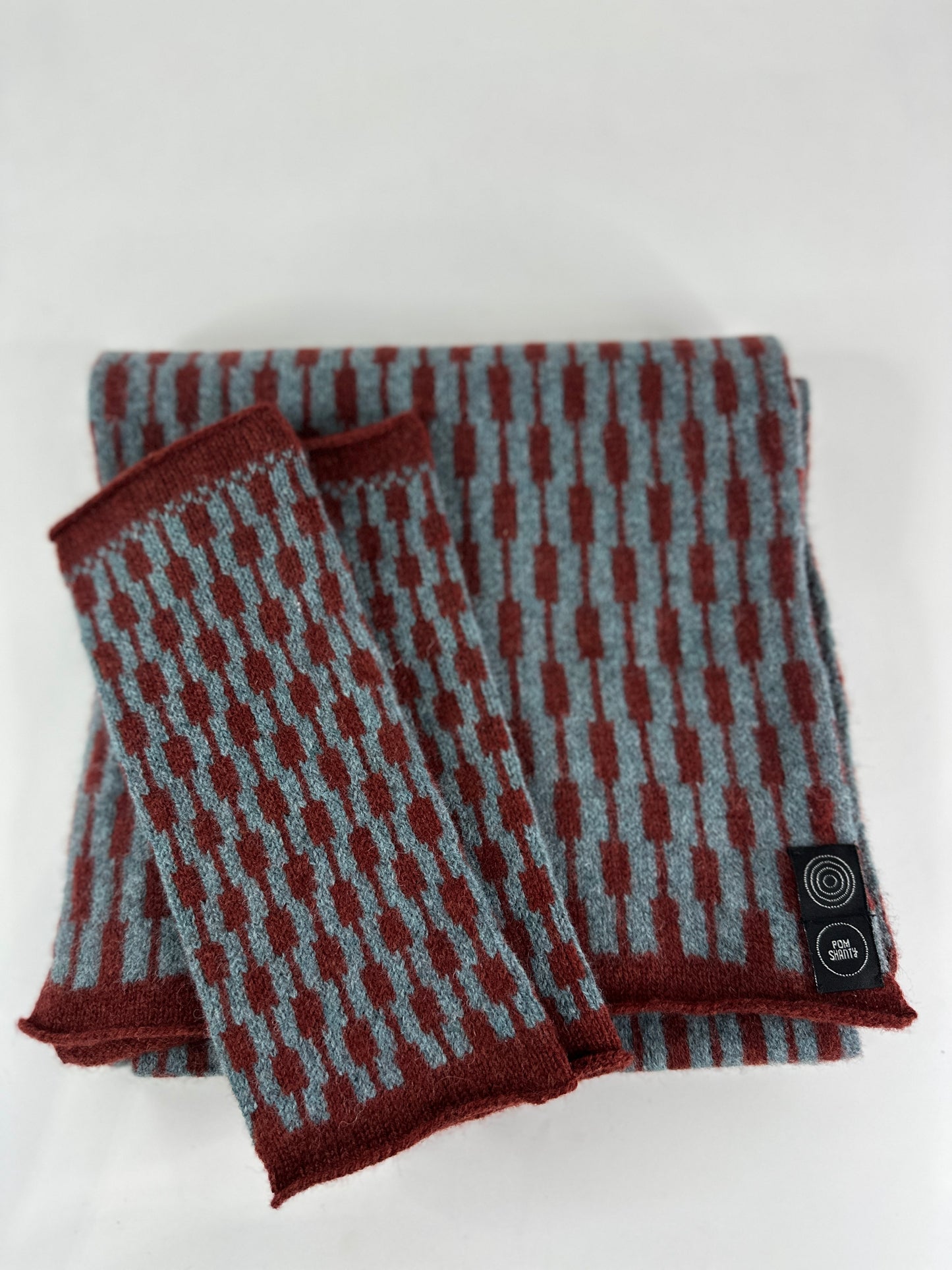 Sienna Brown and Caspian Blue Lambswool Cascade Scarf