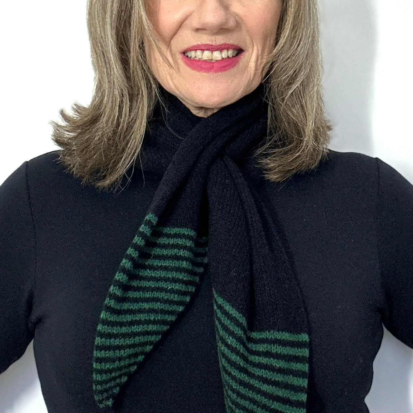 Navy Blue & Cossack Green Lambswool Pull-Through Kerchief