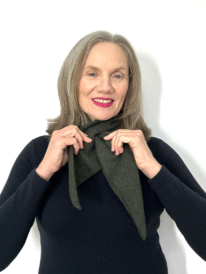 Olive Green Lambswool Pull-Through Kerchief
