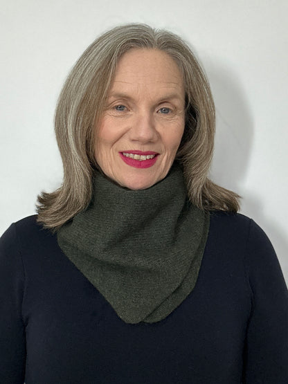 Olive Green Lambswool Pull-Through Kerchief