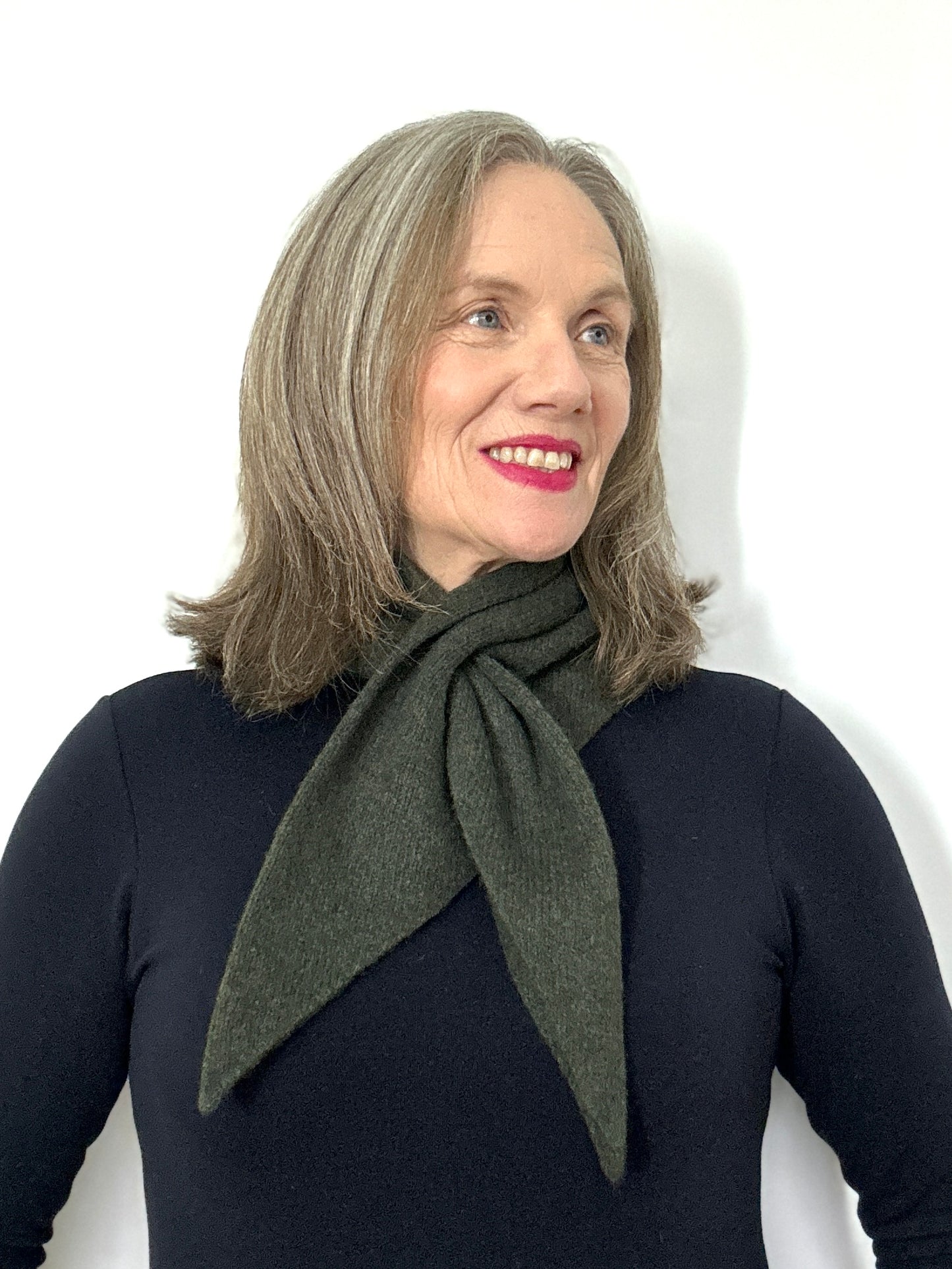 Olive Green Lambswool Pull-Through Kerchief