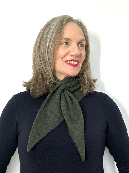 Olive Green Lambswool Pull-Through Kerchief