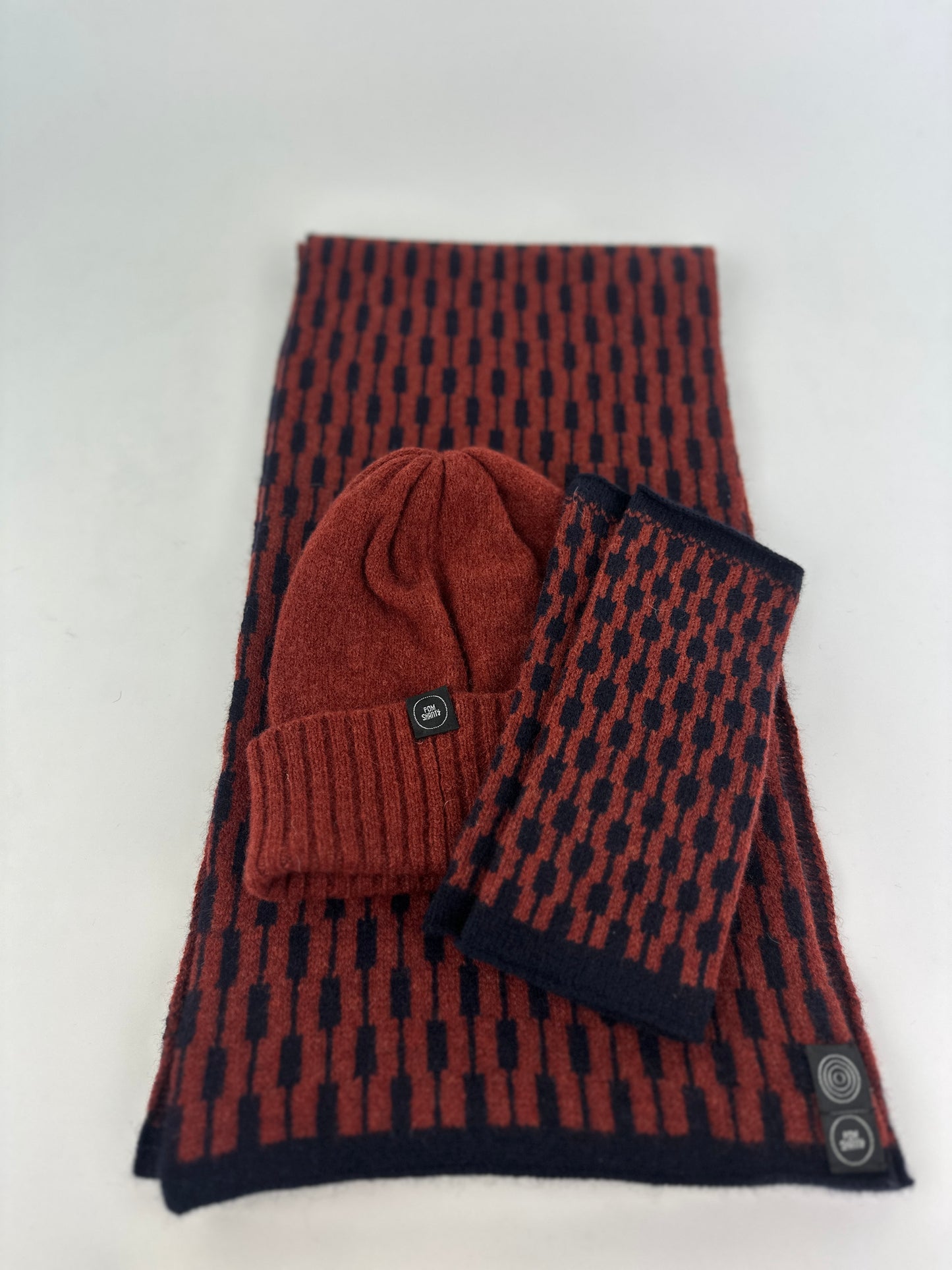 Sienna Brown and Navy Blue Lambswool Cascade Scarf