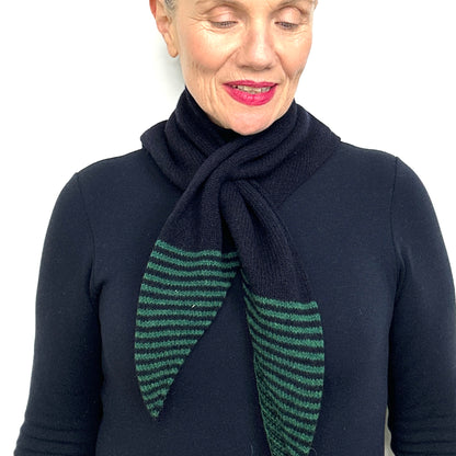 Navy Blue & Cossack Green Lambswool Pull-Through Kerchief