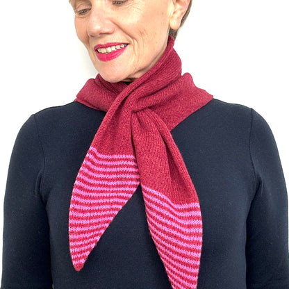 Cherry & Pink Lambswool Striped Pull-Through Kerchief