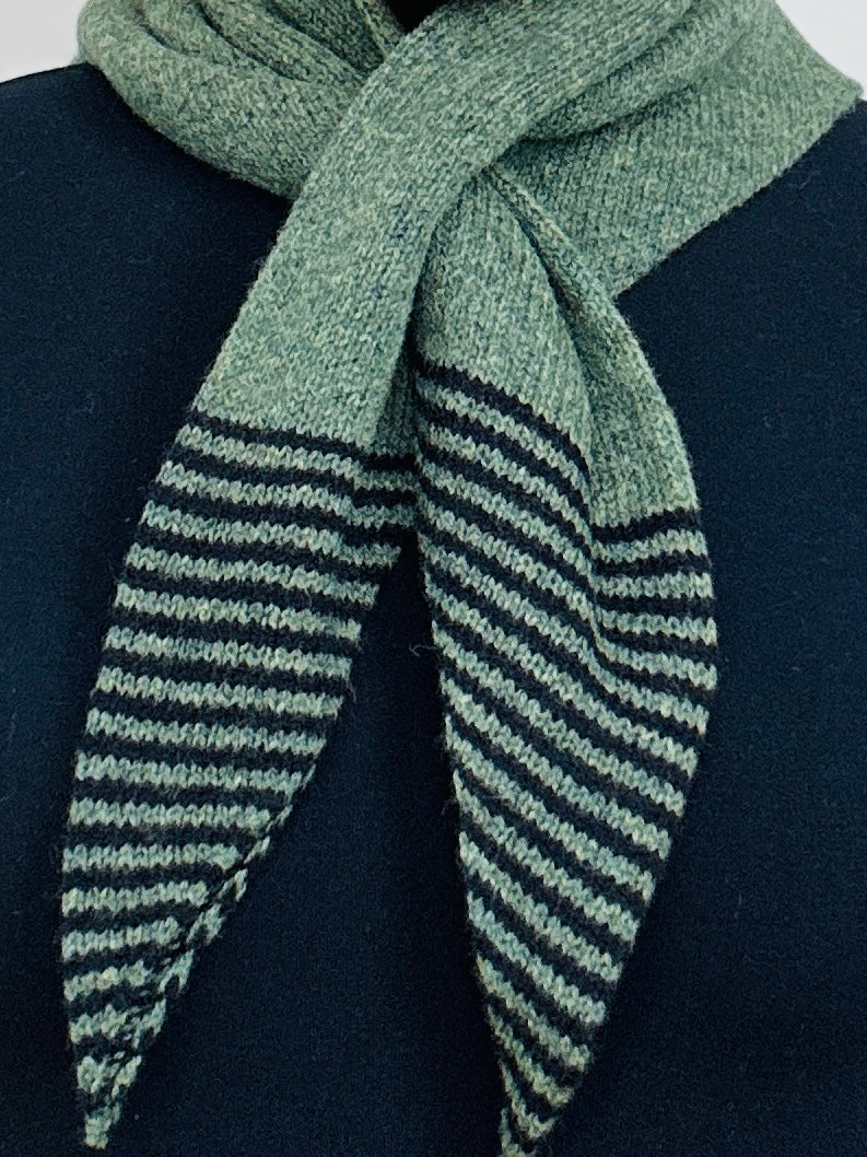 Peacock Green & Navy Blue Lambswool Striped Pull-Through Kerchief