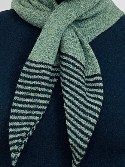 Peacock Green & Navy Blue Lambswool Striped Pull-Through Kerchief