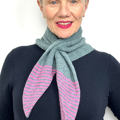 Caspian Blue & Pink Lambswool Striped Pull-Through Kerchief