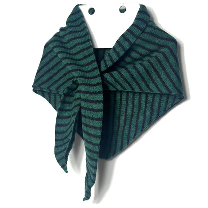 Cossack Green & Navy Blue Lambswool Striped Pull-Through Kerchief