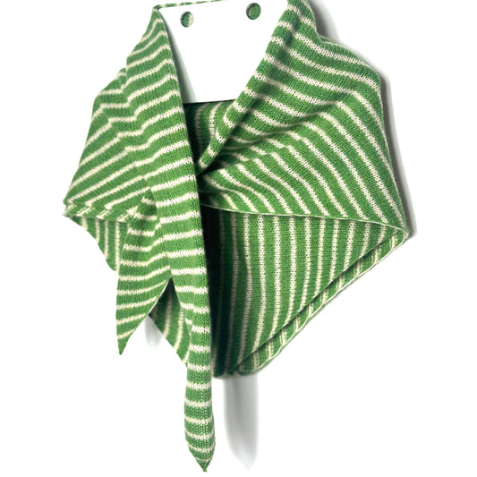 Watercress Green & Oatmeal Lambswool Striped Pull-Through Kerchief