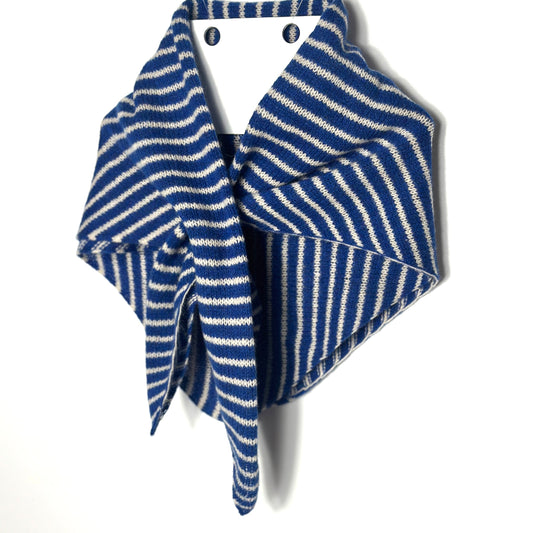 Dark Blue & Oatmeal Lambswool Striped Pull-Through Kerchief