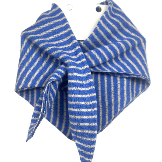 Cornflower Blue & Oatmeal Lambswool Striped Pull-Through Kerchief