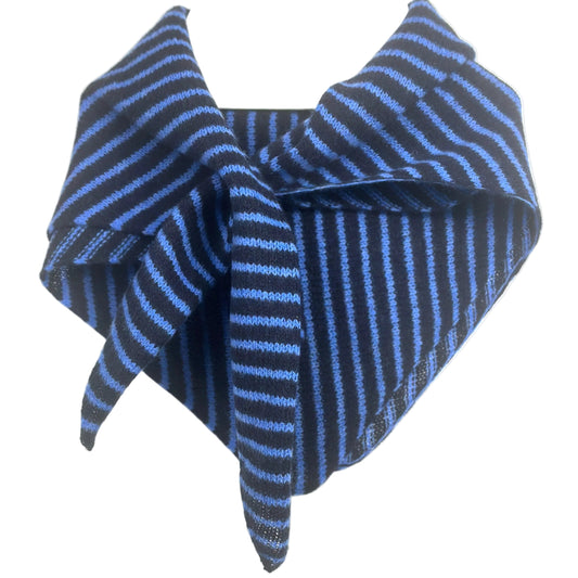Navy Blue & Cornflower Blue Lambswool Striped Pull-Through Kerchief