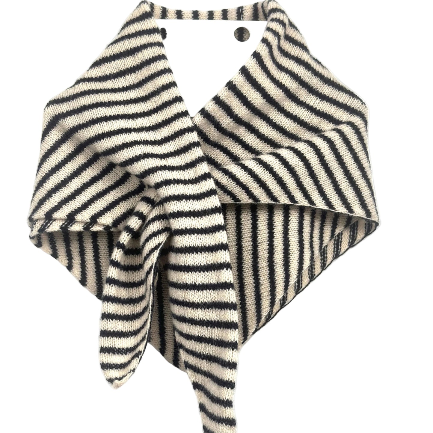 Oatmeal & Navy Blue Lambswool Striped Pull-Through Kerchief
