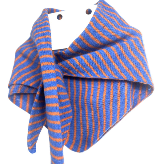 Cornflower Blue & Orange Lambswool Striped Pull-Through Kerchief (Copy)