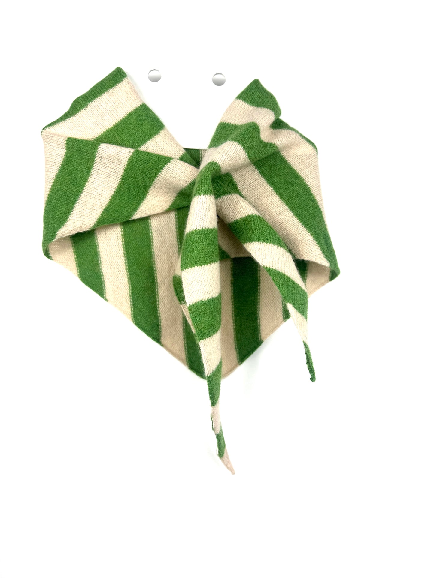 Watercress Green & Oatmeal Single-Layered Striped Pull-Through Kerchief