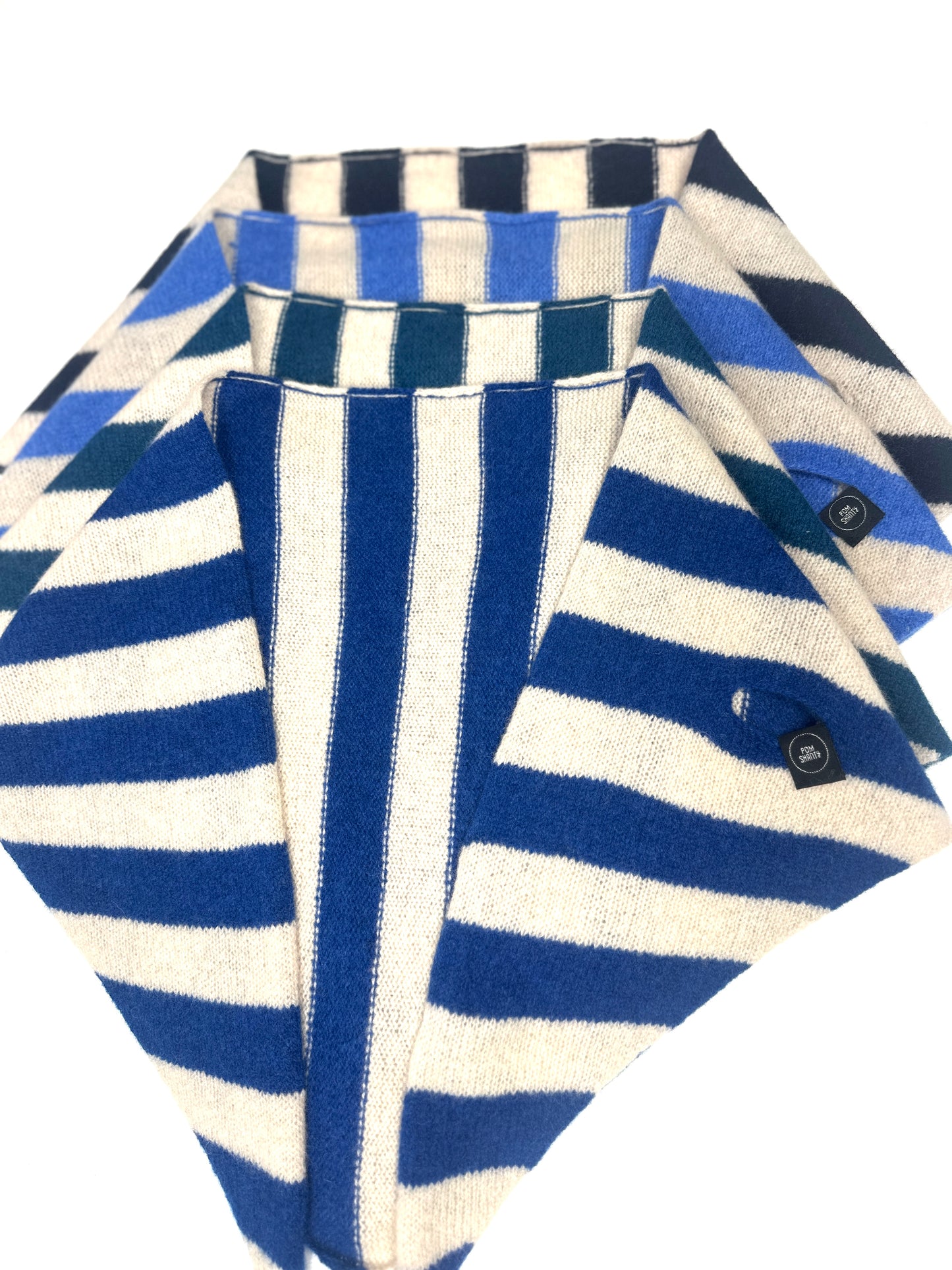 Dark Blue & Oatmeal Single-Layered Striped Pull-Through Kerchief