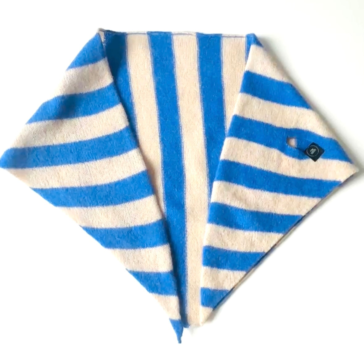 Cornflower Blue & Oatmeal Single-Layered Striped Pull-Through Kerchief