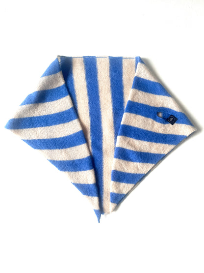 Cornflower Blue & Oatmeal Single-Layered Striped Pull-Through Kerchief