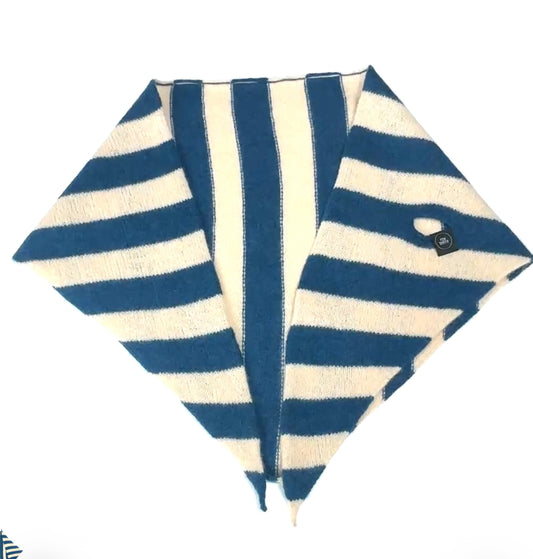 Diesel Blue & Oatmeal Single-Layered Striped Pull-Through Kerchief