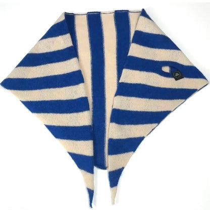 Dark Blue & Oatmeal Single-Layered Striped Pull-Through Kerchief
