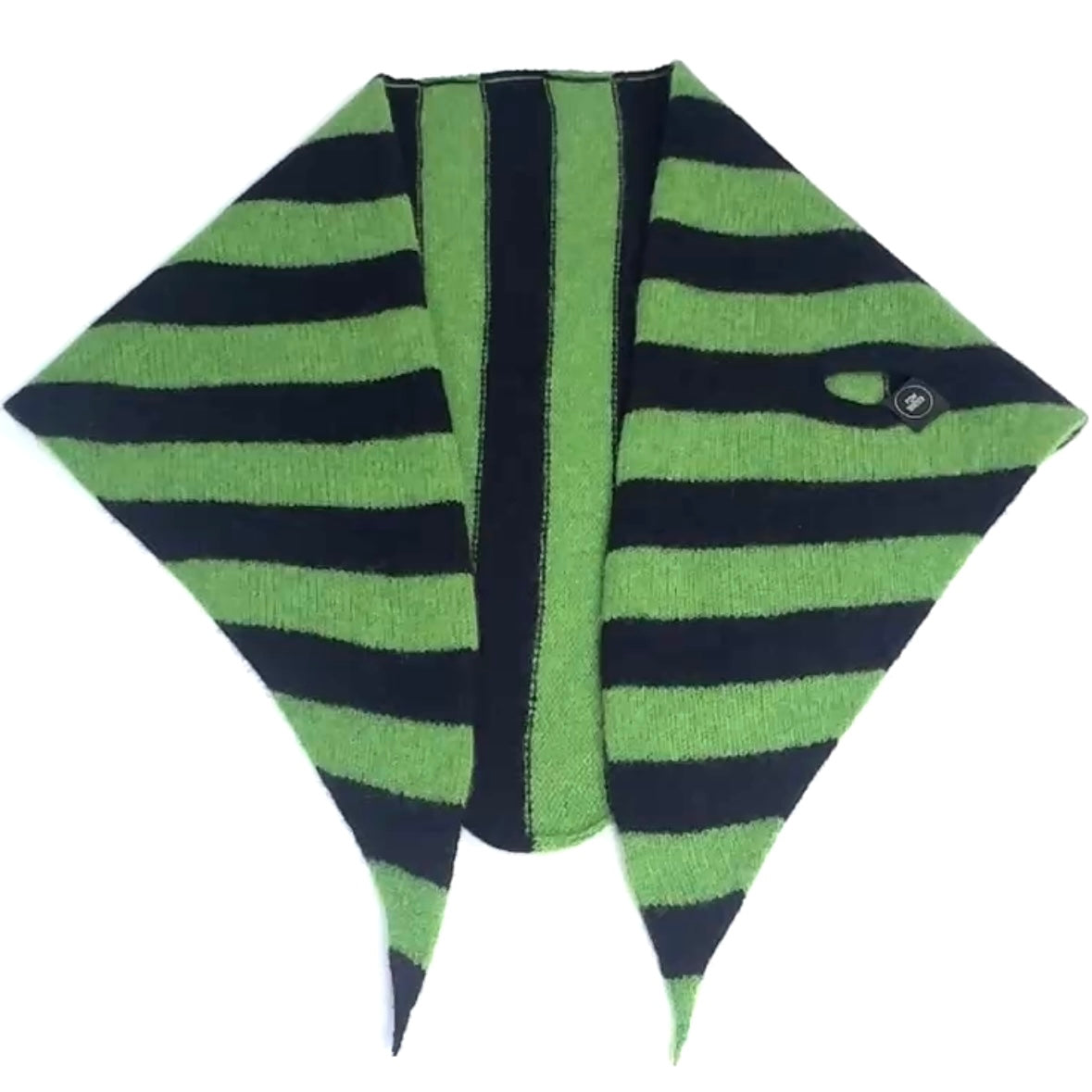 Watercress Green & Navy Blue Single-Layered Striped Pull-Through Kerchief