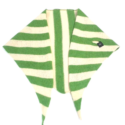 Watercress Green & Oatmeal Single-Layered Striped Pull-Through Kerchief