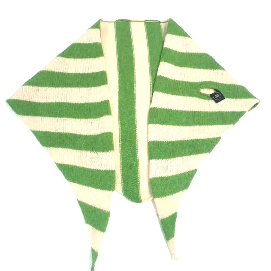 Watercress Green & Oatmeal Single-Layered Striped Pull-Through Kerchief