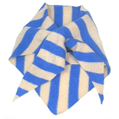 Cornflower Blue & Oatmeal Single-Layered Striped Pull-Through Kerchief