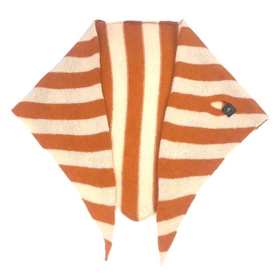 Rust & Oatmeal Single-Layered Striped Pull-Through Kerchief