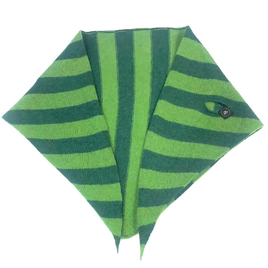 Watercress Green & Dark Green Single-Layered Striped Pull-Through Kerchief