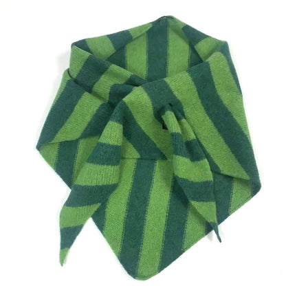 Watercress Green & Dark Green Single-Layered Striped Pull-Through Kerchief