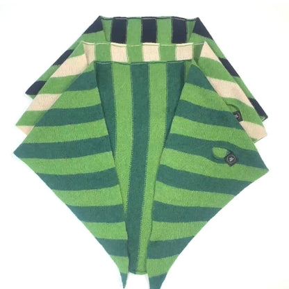 Watercress Green & Oatmeal Single-Layered Striped Pull-Through Kerchief